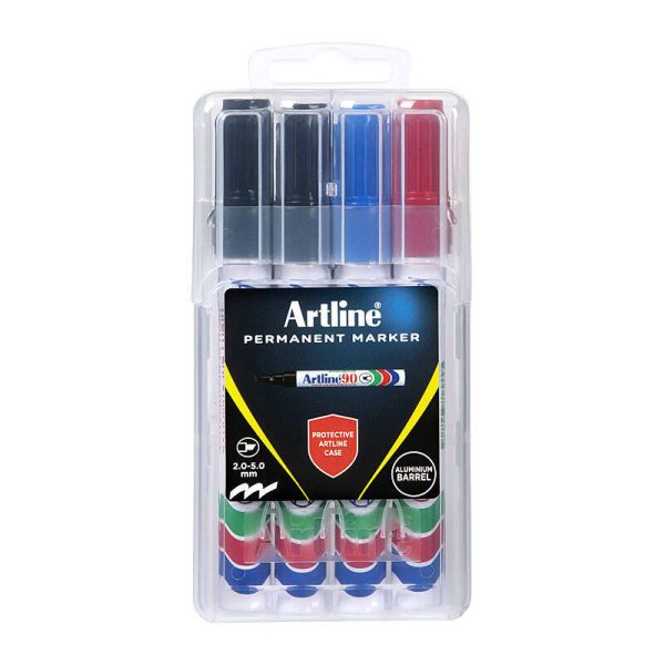 Artline 90 Perm Marker Ast Pk4