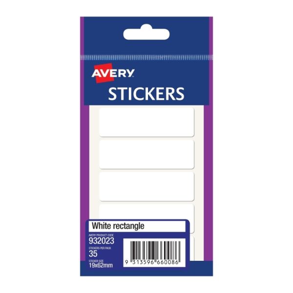 AV Wht Rect Sticker 19x62 Bx10