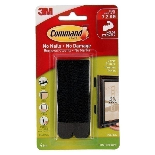 CMD Strips 17206BLK Pk4 Bx6