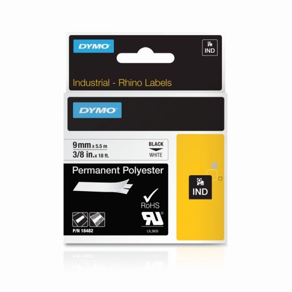 Dymo Rhino Py Lbl 9mm Blk/Wht - Image 2