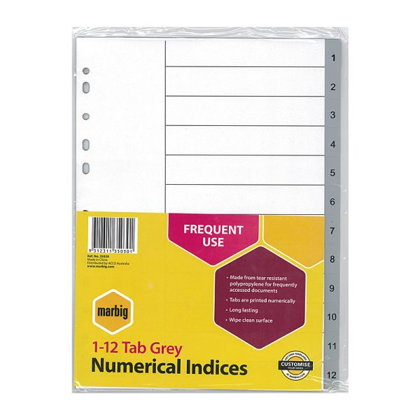 Mbg Indices Grey PP A4 1-12Tab