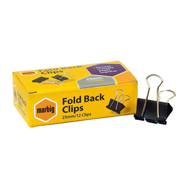 Mbg Fold Back Clips 25mm Bx 12