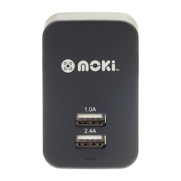 Moki Dual USB Wall Charger Blk