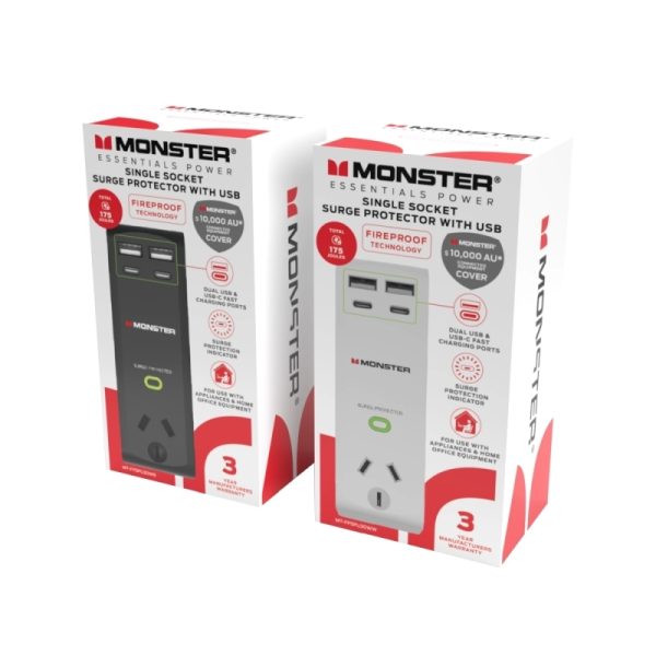 Monster 1-Port+USB Surge White - Image 2