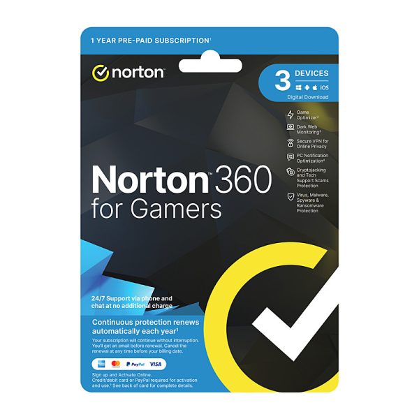 Norton 360 Gamer 1U 3D 1 Yr