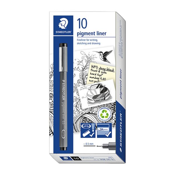 Staed Fineliner 0.5mm Blk Bx10