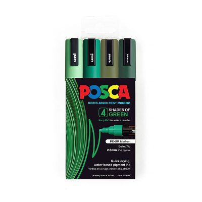 Posca PC-5M Med Blt Greens Pk4