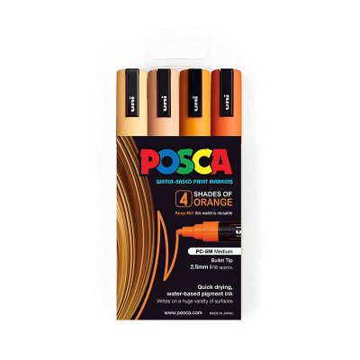 Posca PC-5M Med Blt Orangs Pk4