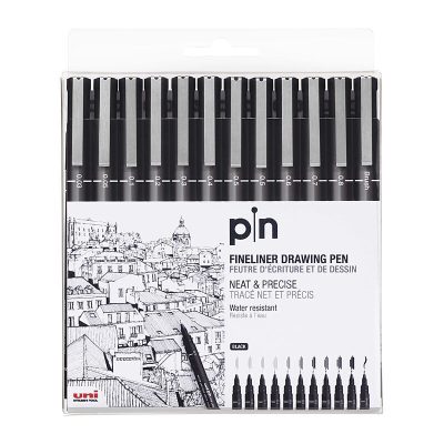 uni Pin Fine Liner Asst Pk12