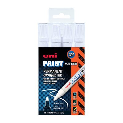uni Paint Mrk PX20 Wht Ind Pk4