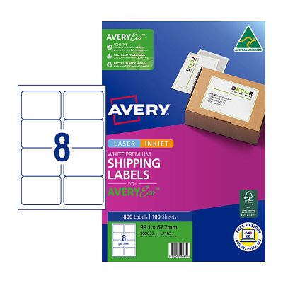 AveryEco Label L7165 8UP Pk100