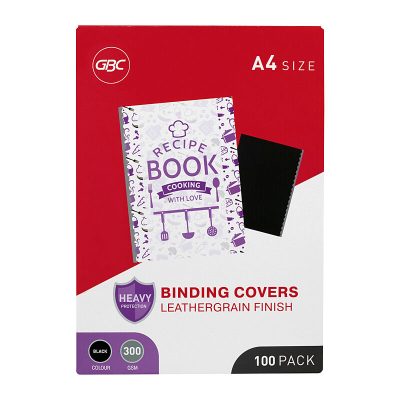 GBC BindCov L/grn A4 Blk Pk100