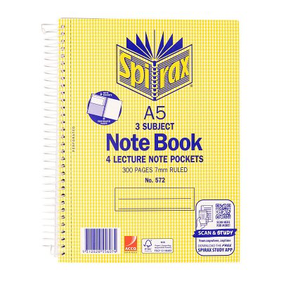 Spirax 572 3 Subj A5 N/Bk Pk5
