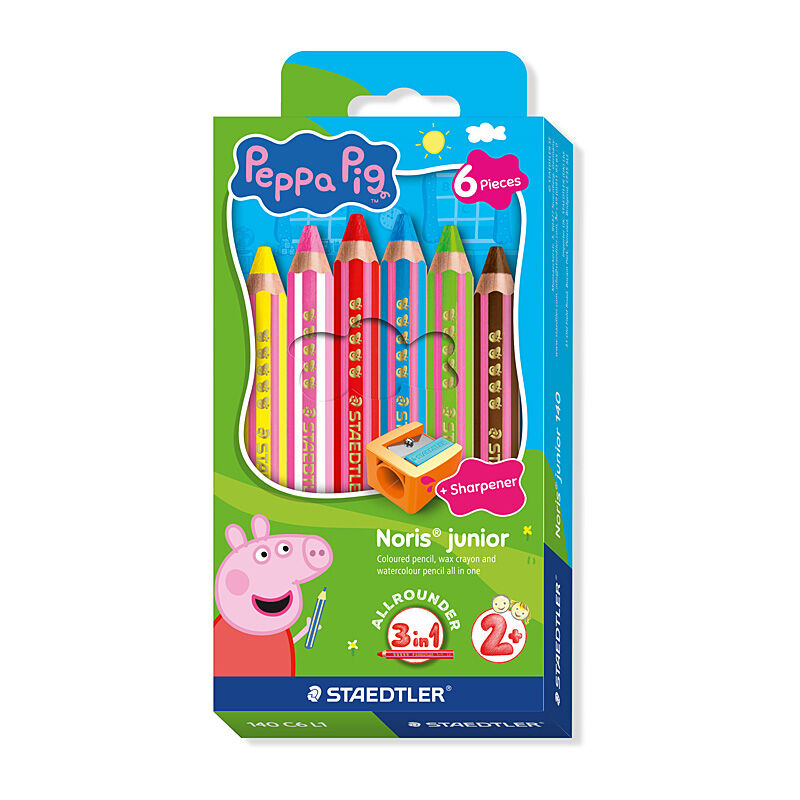 ST Peppa Pig 3in1 Pencils Pk6
