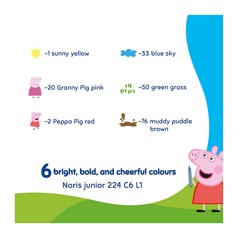 ST Peppa Pig Crayons Pk6 Bx6 - Image 2